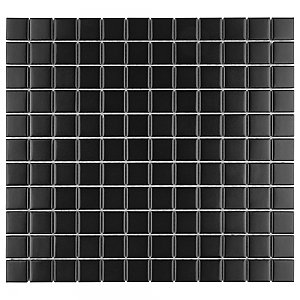 Metro 1" Square Matte Black 10-3/4 x 11-3/4 Porcelain Mosaic Tile - Sold Per Case of 10 - 9.0 Sq. Ft.