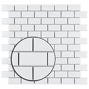 Metro Subway Glossy White 11-3/4" x 11-3/4" Porcelain Mosaic Tile - 10 Tiles Per Case - 9.8 Sq. Ft.
