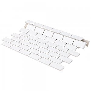 Metro Subway Glossy White 11-3/4" x 11-3/4" Porcelain Mosaic Tile - 10 Tiles Per Case - 9.8 Sq. Ft.