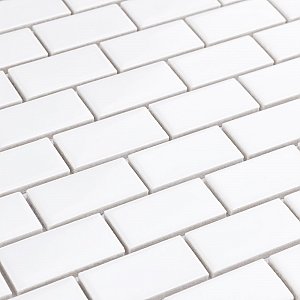 Metro Subway Glossy White 11-3/4" x 11-3/4" Porcelain Mosaic Tile - 10 Tiles Per Case - 9.8 Sq. Ft.