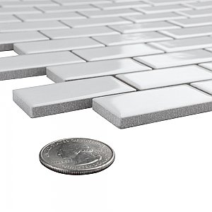 Metro Subway Glossy White 11-3/4" x 11-3/4" Porcelain Mosaic Tile - 10 Tiles Per Case - 9.8 Sq. Ft.