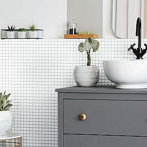 Metro 1" Square Glossy White 10-3/4" x 11-3/4" Porcelain Mosaic Floor & Wall Tile - Sold Per Case of 10 - 9.0 Sq. Ft.