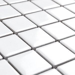Metro 1" Square Glossy White 10-3/4" x 11-3/4" Porcelain Mosaic Floor & Wall Tile - Sold Per Case of 10 - 9.0 Sq. Ft.