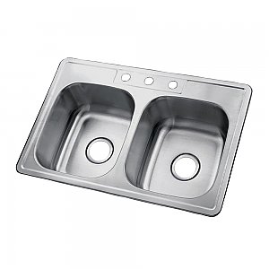 Gourmetier Drop-in Double Bowl Kitchen Sink - Brushed Stainless Steel