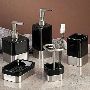 Gia Black and Stainless Steel Toothbrush Holder