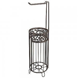 Vine Freestanding Toilet Paper Holder and Storage Unit - Bronze - Holds 3 Rolls