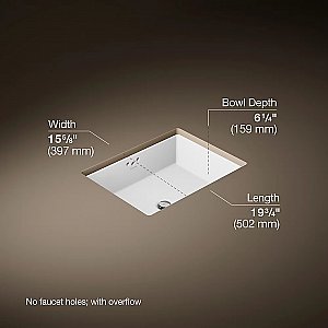 Kohler Kathryn Rectangular Undercounter Lavatory with Glazed Underside - 19-3/4" x 15-5/8"