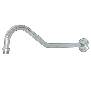 Shower Scape 17-Inch Sheppard's Hook Rain Drop Shower Arm with Flange - Polished Chrome