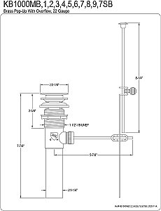 Kingston Brass KB1001 Brass Pop-Up Drain with Overflow Hole, 22 Gauge - Polished Nickel