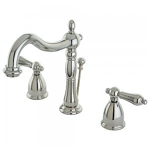 Heritage Widespread Sink Faucet - Metal Lever Handles - Polished Nickel
