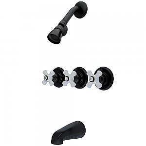 Tub and Shower Faucet Valves and Trim Kit with Porcelain Handles - Oil Rubbed Bronze