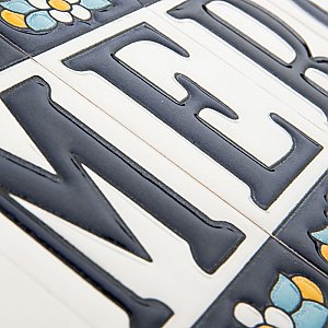 Sevillano Flora Address Number Zero 2-1/8" x 4-3/8" Ceramic Wall Tile - Sold by the individual piece