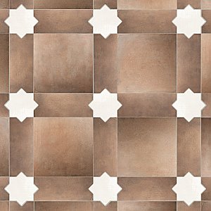 Argile Bordeaux Ferrara with Losanga and Bianco Star 24-5/8 in. x 24-5/8 in. Porcelain Floor and Wall Tile - 4 Tiles Per Case - 4.34 Square Feet
