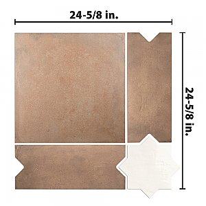 Argile Bordeaux Ferrara with Losanga and Bianco Star 24-5/8 in. x 24-5/8 in. Porcelain Floor and Wall Tile - 4 Tiles Per Case - 4.34 Square Feet