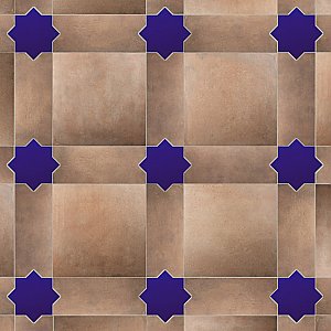 Argile Bordeaux Ferrara with Losanga and Blue Star 24-5/8 in. x 24-5/8 in. Porcelain Floor and Wall Tile - 4 Tiles Per Case - 4.34 Square Feet