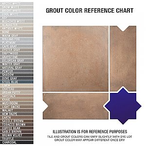 Argile Bordeaux Ferrara with Losanga and Blue Star 24-5/8 in. x 24-5/8 in. Porcelain Floor and Wall Tile - 4 Tiles Per Case - 4.34 Square Feet