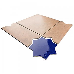 Argile Bordeaux Ferrara with Losanga and Blue Star 24-5/8 in. x 24-5/8 in. Porcelain Floor and Wall Tile - 4 Tiles Per Case - 4.34 Square Feet