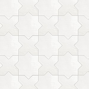 Argile Star Bianco w/Bianco Cross 7" x 14" Porcelain Floor and Wall Tile - 2 Tiles Per Case - .72 Square Feet