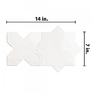 Argile Star Bianco w/Bianco Cross 7" x 14" Porcelain Floor and Wall Tile - 2 Tiles Per Case - .72 Square Feet