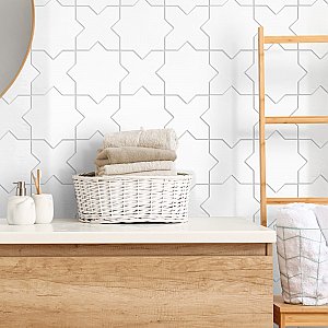 Argile Star Bianco w/Bianco Cross 7" x 14" Porcelain Floor and Wall Tile - 2 Tiles Per Case - .72 Square Feet