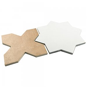 Argile Star Bianco w/ Cotto Cross 7" x 14" Porclain Floor and Wall Tile - 2 Tiles Per Case - .72 Square Feet