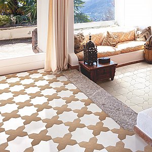 Argile Star Bianco w/ Cotto Cross 7" x 14" Porclain Floor and Wall Tile - 2 Tiles Per Case - .72 Square Feet