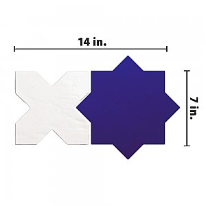 Argile Star Blu w/Bianco Cross 7" x 14" Porcelain Floor and Wall Tile - 2 Tiles Per Case - .72 Square Feet