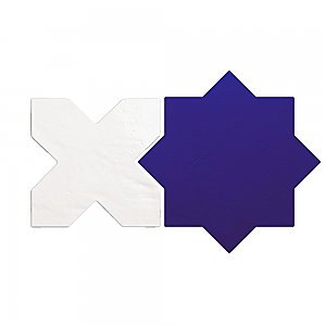 Argile Star Blu w/Bianco Cross 7" x 14" Porcelain Floor and Wall Tile - 2 Tiles Per Case - .72 Square Feet