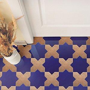 Argile Star Blu w/ Cotto Cross 7" x 14" Porcelain Floor and Wall Tile - 2 Tiles Per Case - .72 Square Feet
