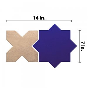 Argile Star Blu w/ Cotto Cross 7" x 14" Porcelain Floor and Wall Tile - 2 Tiles Per Case - .72 Square Feet