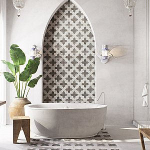Istanbul Squire Shield Day with Night Cross 6" x 8-3/8" Porcelain Floor and Wall Tile - 48 Tiles Per Case - 9.12 Square Feet