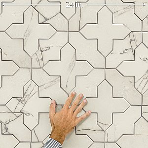 Istanbul Templar Shield Day with Day Cross 8-3/8" x 8-3/8" Porcelain Floor and Wall Tile - 36 Tiles Per Case - 6.37 Square Feet