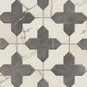 Istanbul Templar Shield Day with Night Cross 8-3/8" x 8-3/8" Porcelain Floor and Wall Tile - 36 Tiles Per Case - 6.37 Square Feet