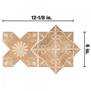 Tech Land Star Fire Temple/Cross Fire Temple 6" x 12" Porcelain Floor & Wall1 Tiles Per Case - 0.57 Sq. Ft.