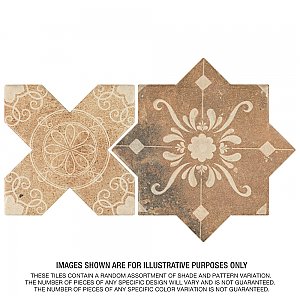 Tech Land Star Fire Temple/Cross Fire Temple 6" x 12" Porcelain Floor & Wall1 Tiles Per Case - 0.57 Sq. Ft.
