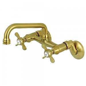 Essex Two Handle Wall Mount Kitchen Faucet -  Brushed Brass