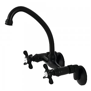 Essex Two Handle Wall Mount Kitchen Faucet -  Matte Black