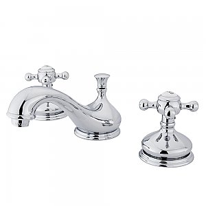 Heritage Widespread Sink Faucet - Metal Cross Handles - Polished Chrome