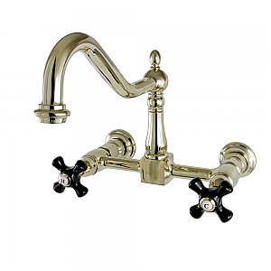 Duchess Wall Mount Bridge Kitchen Faucet -  Polished Brass