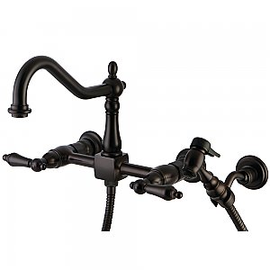 Heritage Wall Mount Bridge Kitchen Faucet with Brass Spray -  Oil Rubbed Bronze