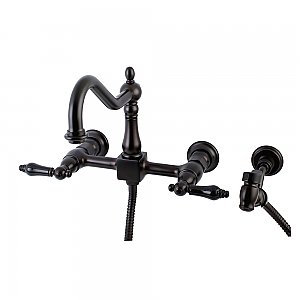 Duchess Wall Mount Bridge Kitchen Faucet with Brass Spray -  Oil Rubbed Bronze