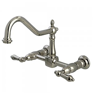 Heritage Wall Mount Bridge Kitchen Faucet -  Polished Nickel
