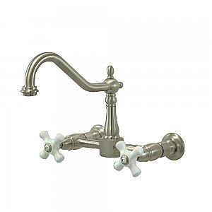 Heritage Wall Mount Bridge Kitchen Faucet -  Brushed Nickel