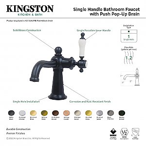 Nautical Single-Handle Bathroom Faucet with Push Pop-Up Drain - Polished Nickel