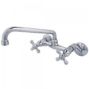 Kingston 6-Inch Adjustable Center Wall Mount Kitchen Faucet -  Polished Chrome