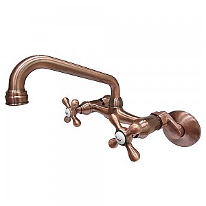 Kingston Two Handle Wall Mount Kitchen Faucet -  Antique Copper