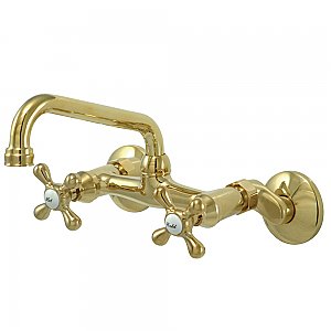 Kingston Two Handle Wall Mount Kitchen Faucet -  Polished Brass