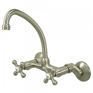Kingston Two Handle Wall Mount Kitchen Faucet -  Brushed Nickel