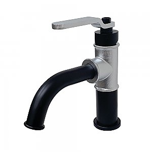 Kingston Brass KS2821KL Whitaker Single-Handle Bathroom Faucet with Push Pop-Up, Matte Black/Polished Chrome