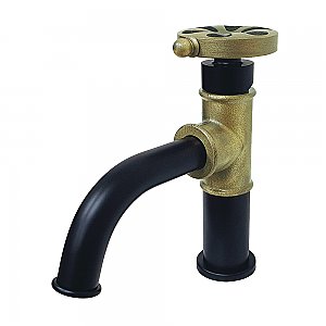 Kingston Brass KS2823RX Belknap Single-Handle Bathroom Faucet with Push Pop-Up, Matte Black/Antique Brass